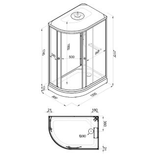 Душевая кабина Triton Коралл-Лайт Щ0000068946 правая 120x80 см профиль белый стекло градиент